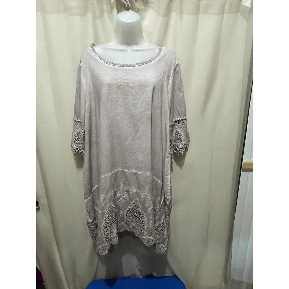 Simply Couture SZ LARGE Mauve Pink Embroidered Dress NWT